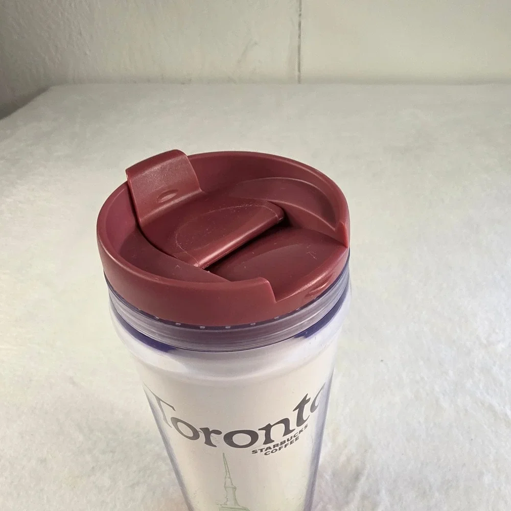 Starbucks Toronto Skyline Global Icon Series Travel Tumbler Mug 12oz 2009 Maroon